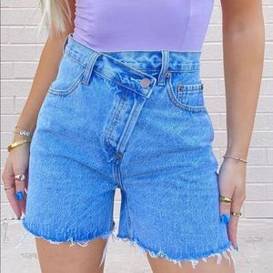 NWT Crossover High Waist Light Blue Wash Denim Shorts